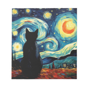 Bloco De Notas Starry Night Cat