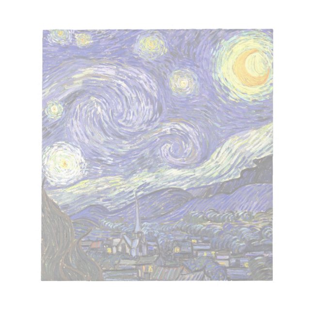 Bloco De Notas Starry Night por Vincent van Gogh (Frente)