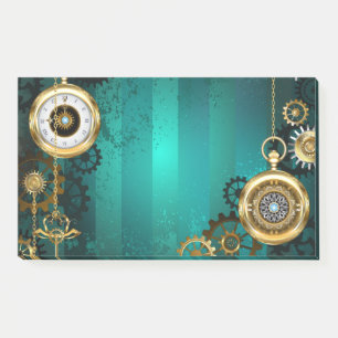Bloco De Notas Steampunk Jewelry Watch em um fundo verde