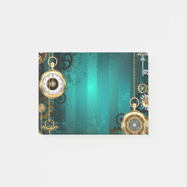 Bloco De Notas Steampunk Jewelry Watch em um fundo verde (Frente)