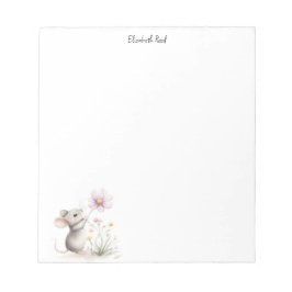 Bloco De Notas Storybook Mouse Picking a Pink Wildflower