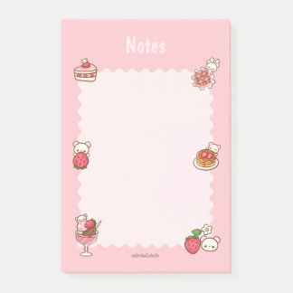 Bloco De Notas Strawberry Bear Notepad Desserts Rosa Cute Kawaii