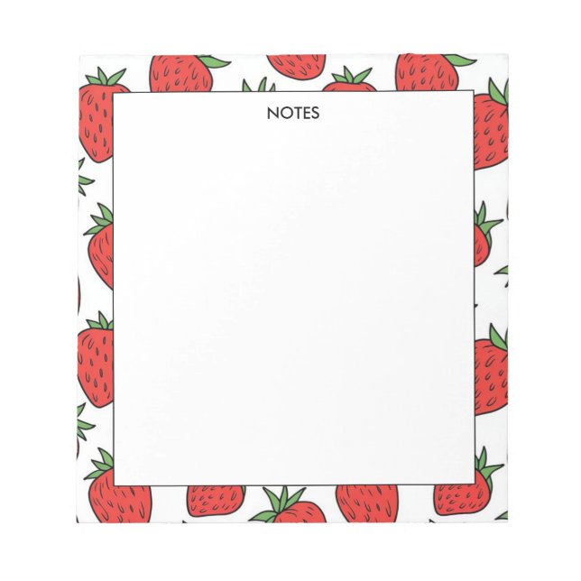 Bloco De Notas Strawberry Pattern | Papel de Carta de fruta (Frente)