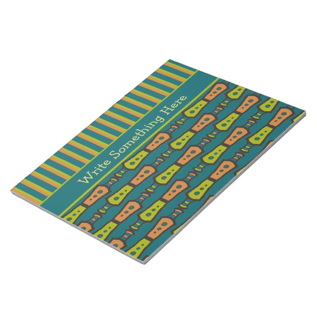 Bloco De Notas Stripes, Padrão Tribal, Teal: Notepad, Jotter (Inclinado)