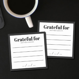 Bloco De Notas Stylish Black & White Grateful Gratitude Note