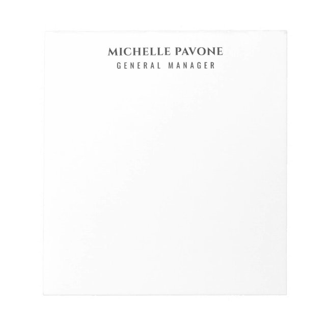 Bloco De Notas Stylish Black & White Simple Plain Professional (Frente)