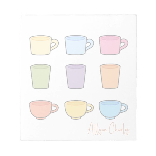 Bloco De Notas Stylish Cute Mugs Unique Trendy Simple  (Frente)