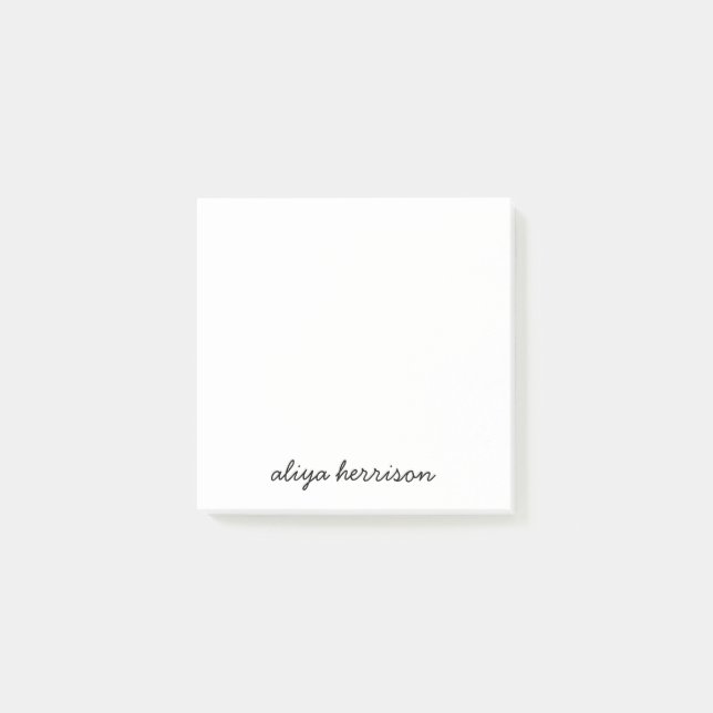 Bloco De Notas Stylish Modern Minimal White Monogram (Frente)