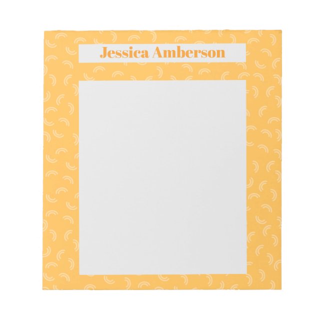 Bloco De Notas Stylish Yellow Modern Typography Personalized Name (Frente)