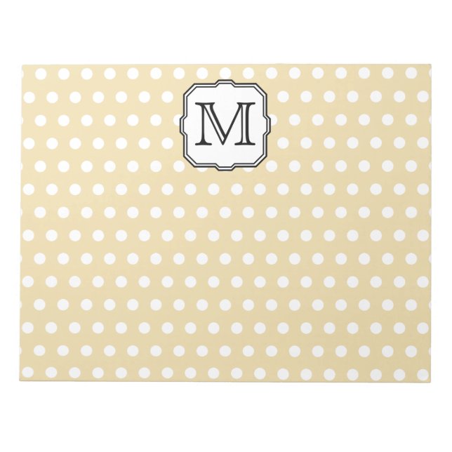 Bloco De Notas Sua Carta. Monograma personalizado. Bolinhas bege. (Frente)