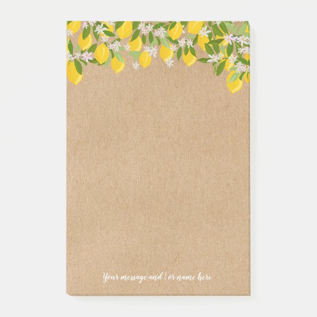 Bloco De Notas Sua Mensagem Rustic Lemon Greenery (Frente)