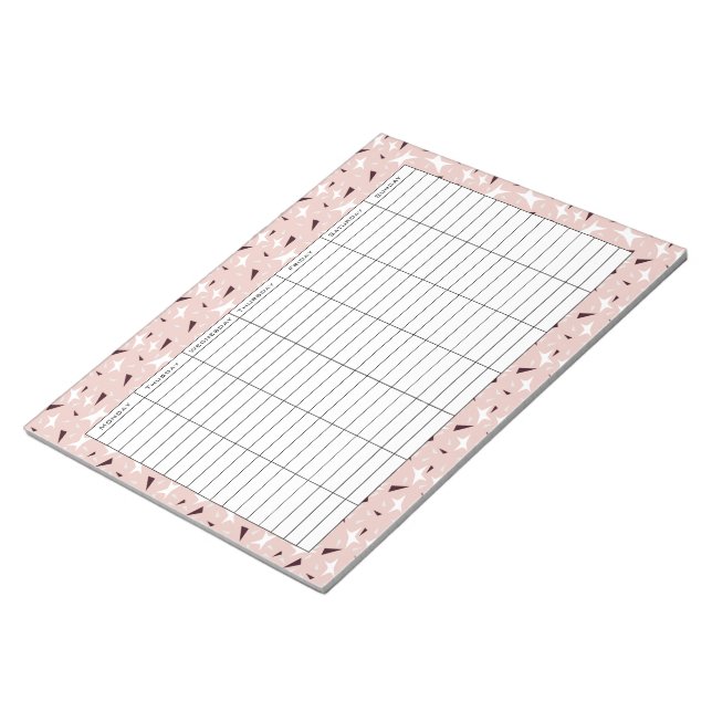 Bloco De Notas Subtle Geo Stars & Triangles – Pink  (Inclinado)