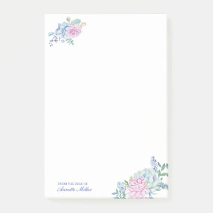Bloco De Notas Suculentas Florais em Aquarela Pessoal