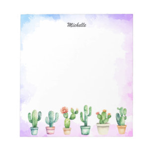 Bloco De Notas Suculente do Deserto de Cactus Cactos de Aquarela