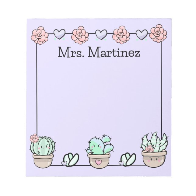 Bloco De Notas Suculentes de Kawaii Cute Personalizados (Frente)