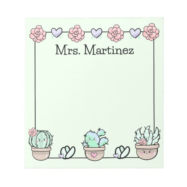 Bloco De Notas Suculentes de Kawaii Cute Personalizados (Frente)