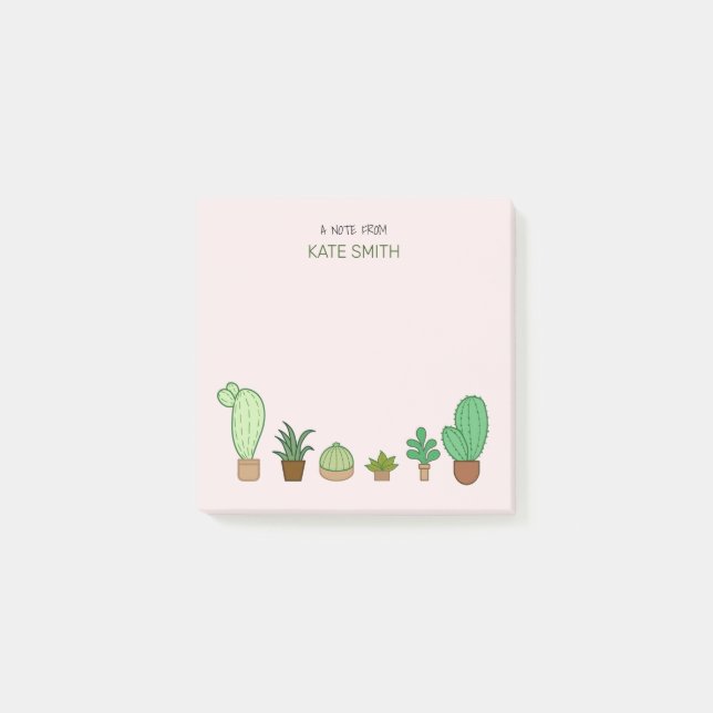 Bloco De Notas Suculentes e cactus ilustrados e bonitos (Frente)