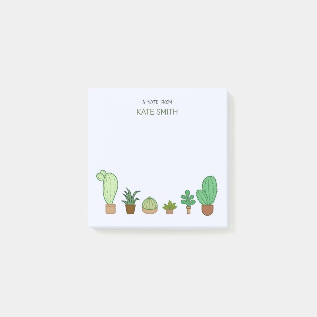 Bloco De Notas Suculentes e cactus ilustrados e bonitos (Frente)
