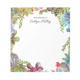 Bloco De Notas Suculentes pintados da mesa de, personalizados