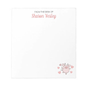 Bloco De Notas Suíno Cinto com Corações Cor-de-Rosa e Lista de Ta