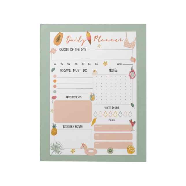 Bloco De Notas Summer Daily Planner Notepad  (Invertido)