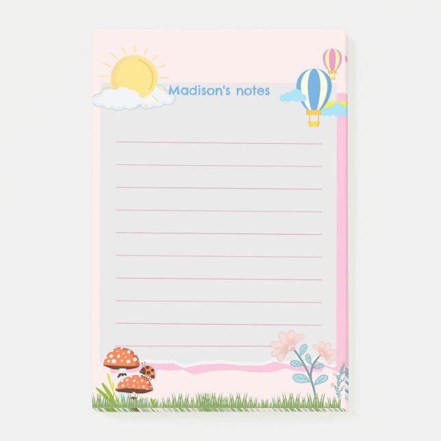 Bloco De Notas Sun Mushroom Air Hot Balloons (Frente)