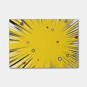 Bloco De Notas Sunburst cómico do amarelo do estilo com estrelas