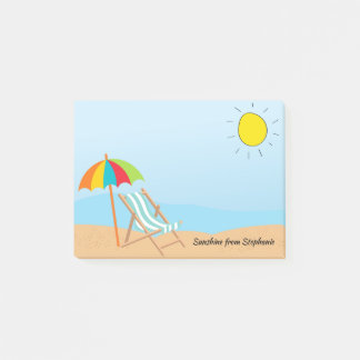 Bloco De Notas Sunny Sky Beach Cadeira e Umbrella