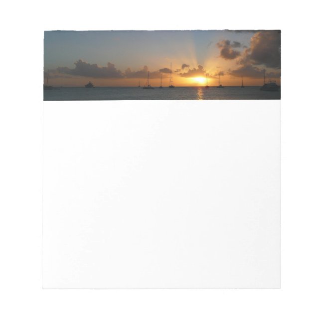 Bloco De Notas Sunset com Imagem de Paisagem Tropical de Barcos d (Frente)
