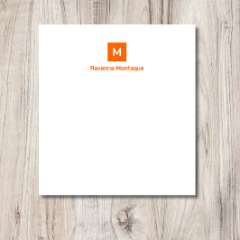 Bloco De Notas Sunset Orange Modern Chic Trendy Monogram Name 