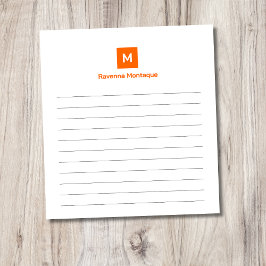 Bloco De Notas Sunset Orange Modern Lined Chic Trendy Monogram 