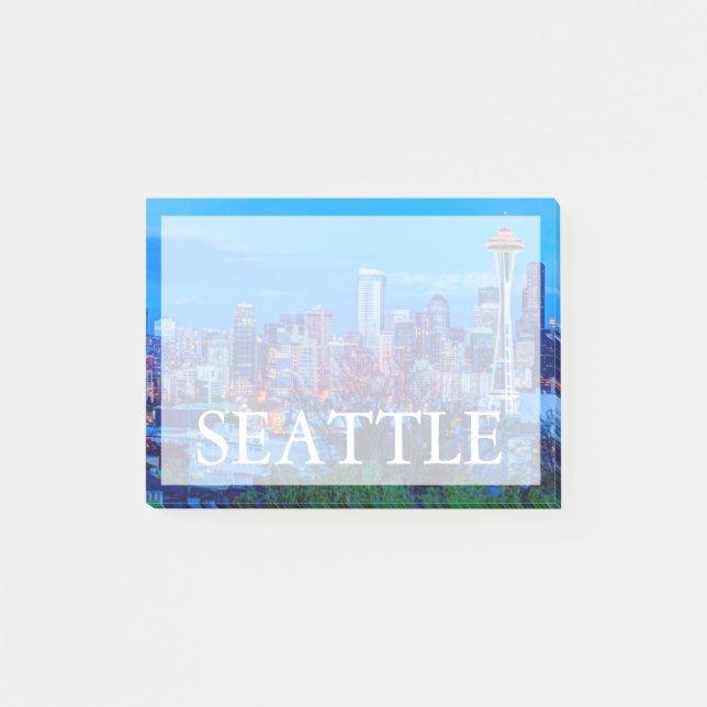 Bloco De Notas Super Lua nascendo perto do horizonte de Seattle (Frente)