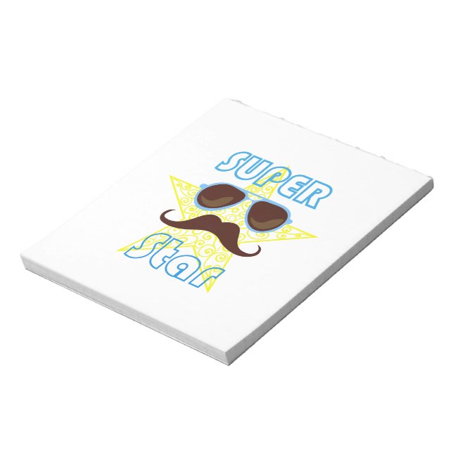 Bloco De Notas Super Star de óculos de sol e bigode (Invertido)