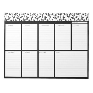 Bloco De Notas Suporte Semanal Floral