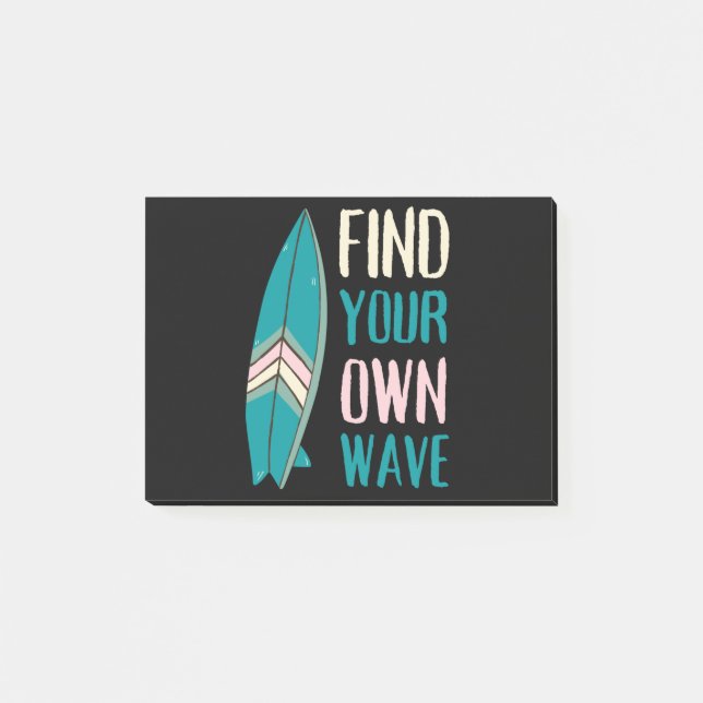 Bloco De Notas Surf Encontre Sua Própria Onda Prancha de Surf (Frente)