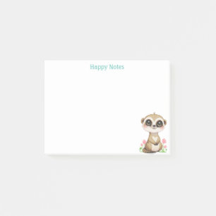 Bloco De Notas Suricata e Flores Personalizado Fofos
