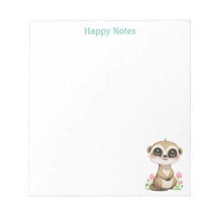 Bloco De Notas Suricata e Flores Personalizado Fofos