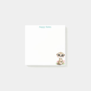 Bloco De Notas Suricata Fofa e Flores Personalizado