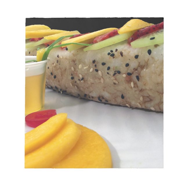 Bloco De Notas Sushi Roll Sushi Mango Rice Japonês Comida Asiátic (Frente)