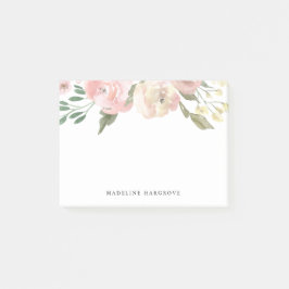 Bloco De Notas Sutil Blooms Pink Watercolor Floral Personalizado