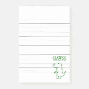 Bloco De Notas T Rex Dinossauro Verde Bravo L delineado