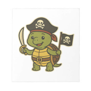 Bloco De Notas T-shirt Clássico Tartaruga Pirata Adorável