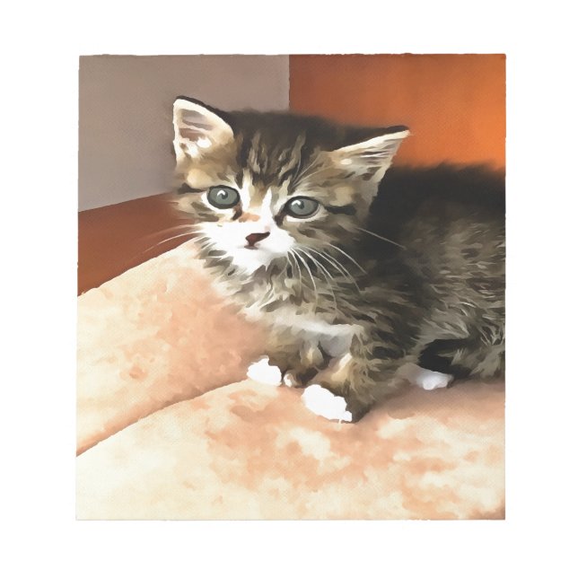 Bloco De Notas Tabby Cat Kitten Pet Retrato (Frente)