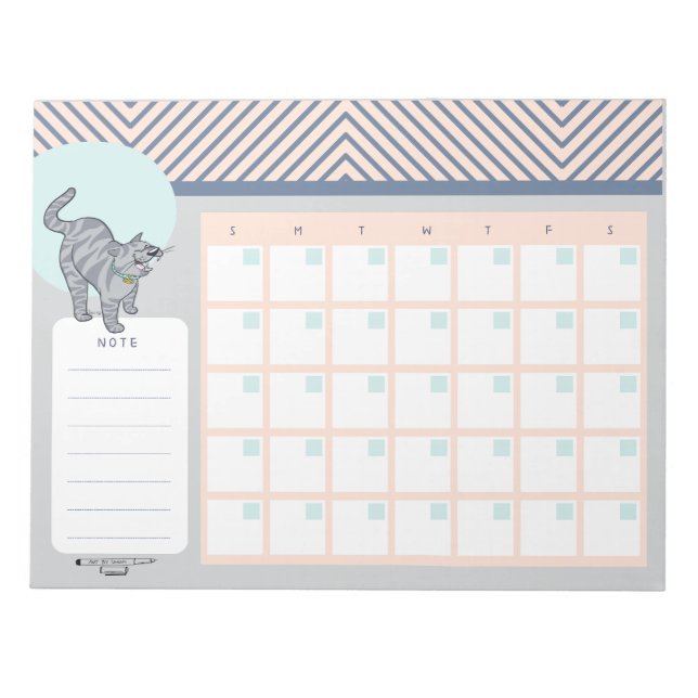 Bloco De Notas Tabby Cat Open Dated Desk Calendar Notepad (Frente)