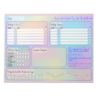 Bloco De Notas Tagesplan für Fokus und Selbstfürsorge (deutsch)
