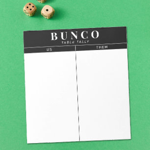 Bloco De Notas Tally de Mesa Simples de Bunco Preto e Branco