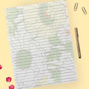 Bloco De Notas Tamanho Carta: Flor Amarelo Largo Rulado De 8,5" x