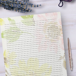 Bloco De Notas Tamanho Carta Floral Grande Superior a 8,5" x 11"