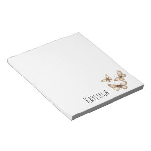 Bloco De Notas Tan Brown Cream Butterflies