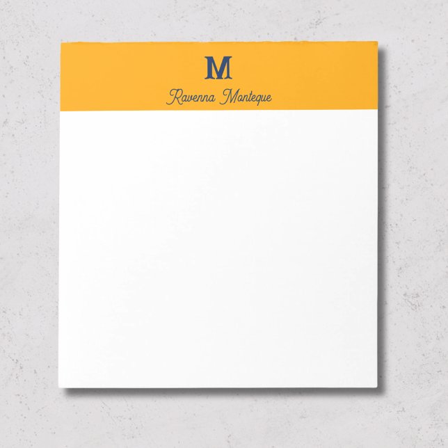 Bloco De Notas Tangerina Letra Monograma Nome Personalizado Simpl (Criador carregado)